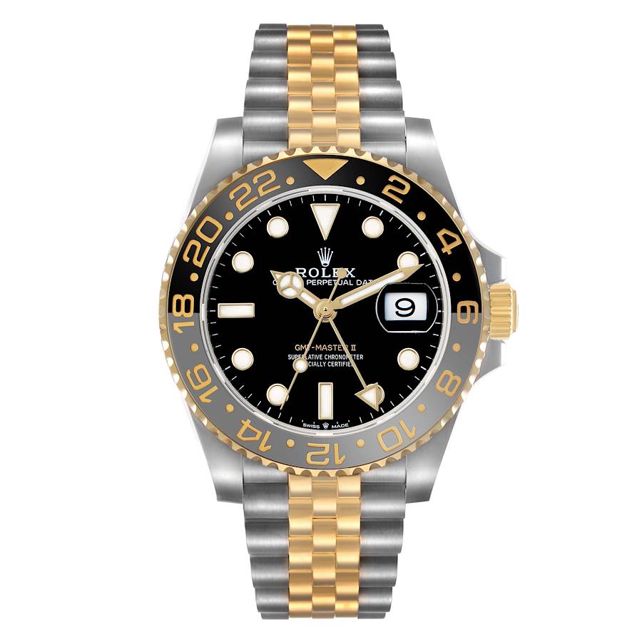Role_x GMT Master II Zombie Black Grey Steel Yellow Gold Watch Two-tone Luxury Edition Premium Quality FrameFocus.in